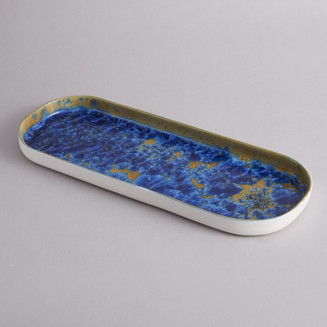 Crystalline Cobalt Coral Long Plate - Heting Artelier